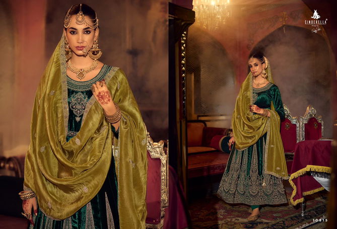 Anarkali By Cinderella Viscose Velvet Designer Salwar Suits Wholesale Price in Surat
